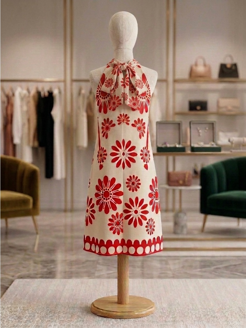 NWOT Red & Cream Shift Dress - Picture 2 of 2